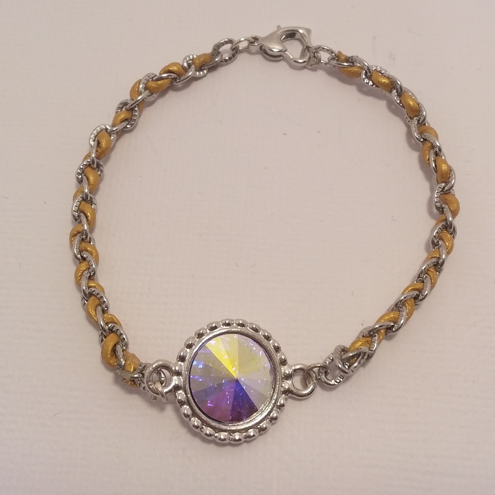 AB Swarovski Crystal Leather Braided Bracelet